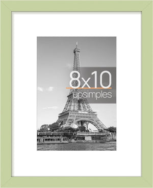 upsimples 8x10 Picture Frame, Display Pictures 5x7 with Mat or 8x10 Without Mat, Wall Hanging Photo Frame, Green, 1 Pack