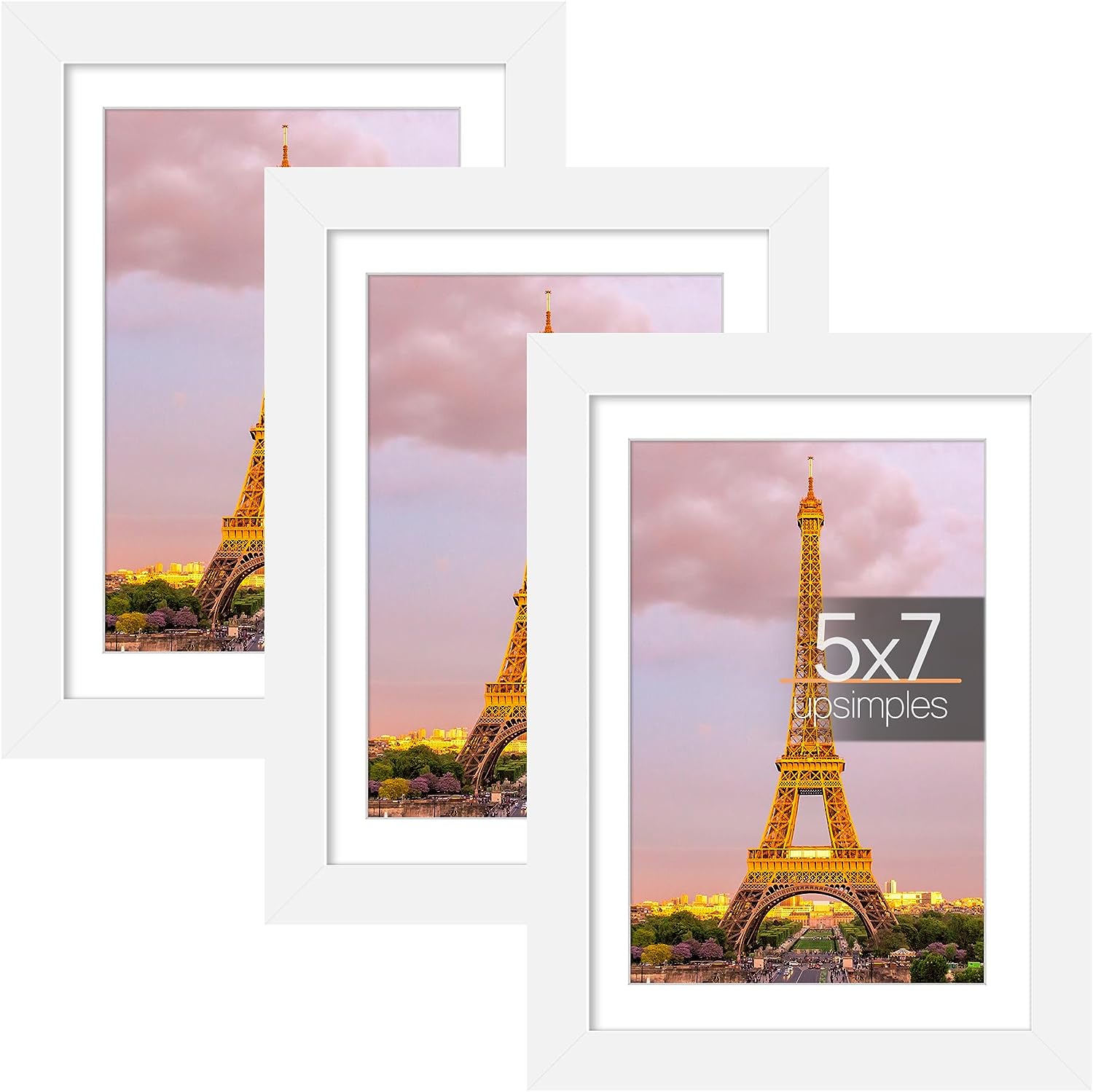 upsimples 5x7 Picture Frame Set of 3, Made of High Definition Glass fo –  Upsimples Direct
