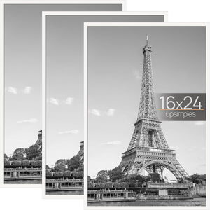 upsimples 16x24 Frame White 3 Pack, Poster Frames 16 x 24 for Horizontal or Vertical Wall Mounting, Scratch-Proof Wall Gallery Photo Frame