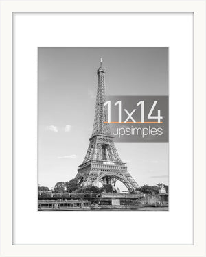 upsimples 11x14 Picture Frame, Display Pictures 8x10 with Mat or 11x14 Without Mat, Wall Hanging Photo Frame, White, 1 Pack