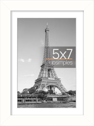 upsimples 5x7 Picture Frame, Display Pictures 4x6 with Mat or 5x7 Without Mat, Wall Hanging Photo Frame, White, 1 Pack