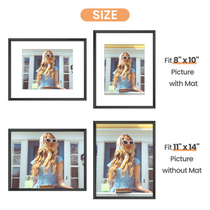 Upsimples 11x14 Matted to 8x10 Linear Gallery Wall Picture Frame, Black, Set of 6