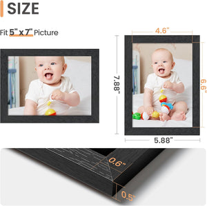 upsimples 5x7 Picture Frame, Wall Gallery Photo Frames with Engineered Wood, Black 1 Pack