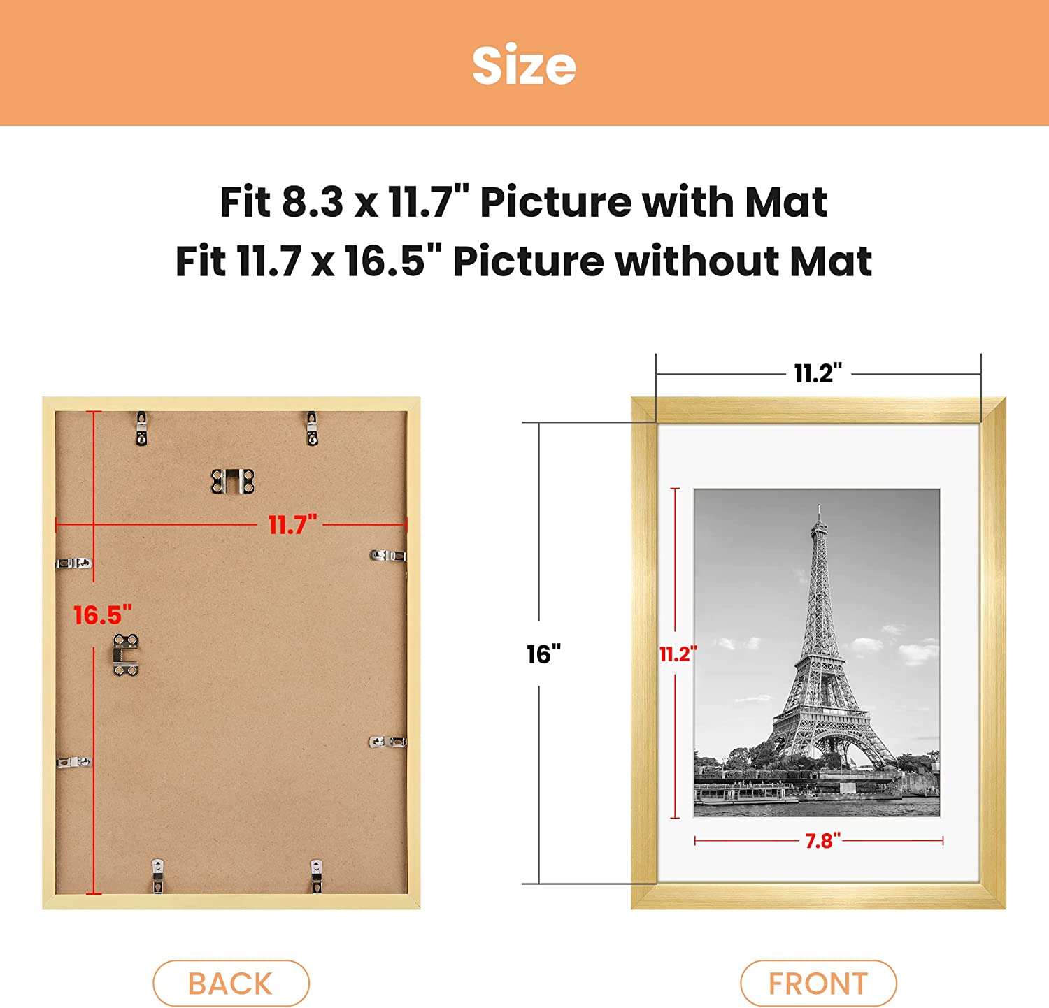 upsimples 12x16 Picture Frame Set of 5,Display Pictures 8.5x11 with Ma –  Upsimples Direct