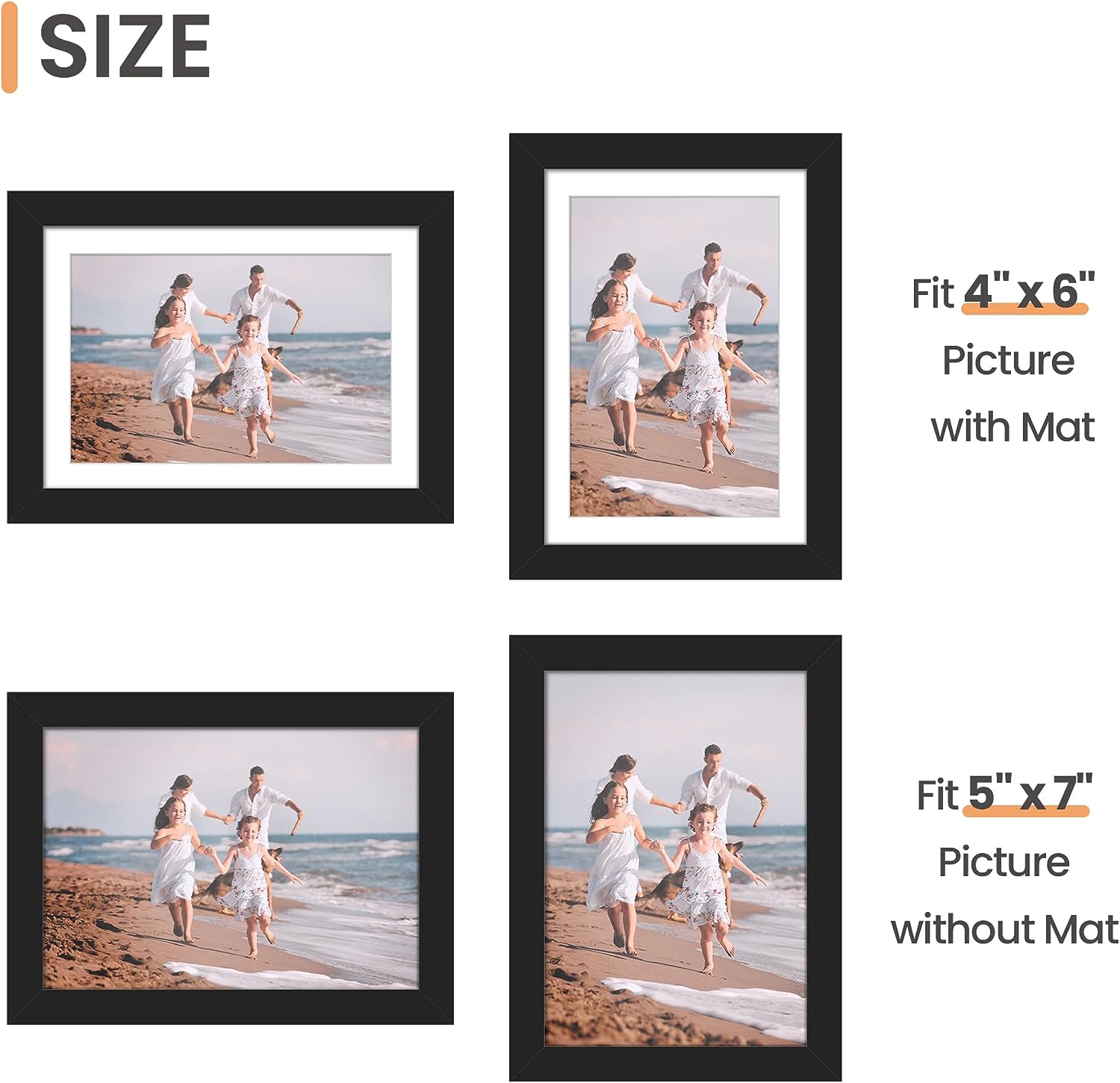 upsimples 3 Picture Frame Fathers Day, 4x6 Picture Frame Collage with 3  Openings, Trifold Hinged Family Photo Frame with Real Glass for Tabletop
