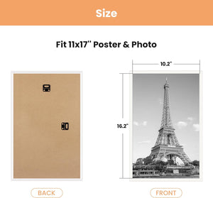 upsimples 11x17 Frame White 3 Pack, Poster Frames 11 x 17 for Horizontal or Vertical Wall Mounting, Scratch-Proof Wall Gallery Photo Frame