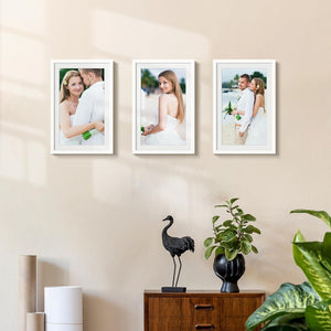 upsimples 11x17 Picture Frame, Display Pictures 9x15 with Mat or 11x17 Without Mat, Wall Hanging Photo Frame, White, 1 Pack