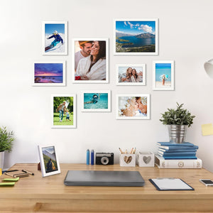 upsimples 10 Pack Picture Frames Collage Wall Decor, Gallery Wall Frame Set for Wall Mounting or Tabletop Display, Multi Sizes Including 8x10, 5x7, 4x6 Family Photo Frames, White