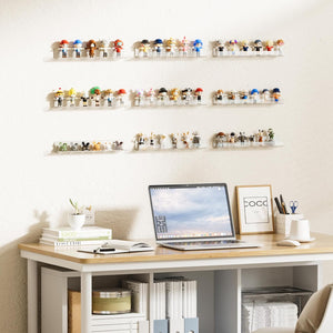 upsimples 6 Pack Clear Acrylic Shelves, 12" Nursery Bookshelves for Wall, Floating Bookshelf for Kids Baby, Vinyl Display, Record Holder, Magazine Rack, Picture Ledge Shelf