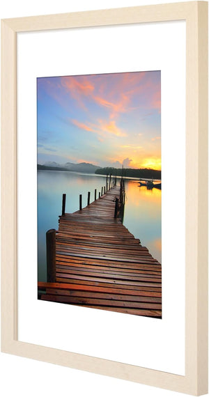 Sindcom 11x14 Picture Frame 3 Pack, Poster Frames with Detachable Mat for 8x10 Prints, Horizontal and Vertical Hanging Hooks for Wall Mounting, Natural Photo Frame for Gallery Home Décor