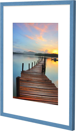 Sindcom 16x20 Poster Frame 3 Pack, Blue Wall Decor Picture Frames with Detachable Mat for 11x14 Prints, Horizontal and Vertical Hanging Hooks for Wall Mounting, Blue Photo Frame for Gallery Home Room Bathroom Décor