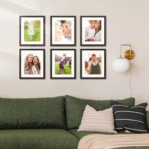 upsimples 10x12 Picture Frame Set of 5, Display Pictures 7.5x9.5 with Mat or 10x12 Without Mat, Wall Gallery Poster Frames, Black