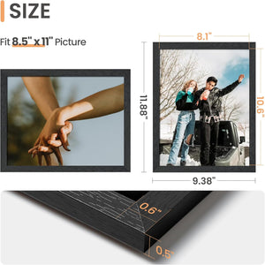 upsimples 8.5 By 11 Picture Frame, Wall Gallery Photo Frames with Engineered Wood, Black 1 Pack