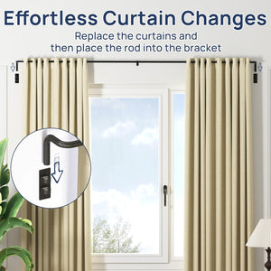 ENJOYBASICS Blackout Curtain Rod for Windows 66 to 120, Wrap Around Curtain Rods for Bedroom, Living Room, Adjustable from 30 to 129 Inches, Matte Black