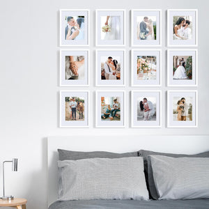 upsimples 11x14 Picture Frame Set of 10, 8x10 with Mat or 11x14 Without Mat, Multi Photo Frames Collage for Wall or Tabletop Display, White