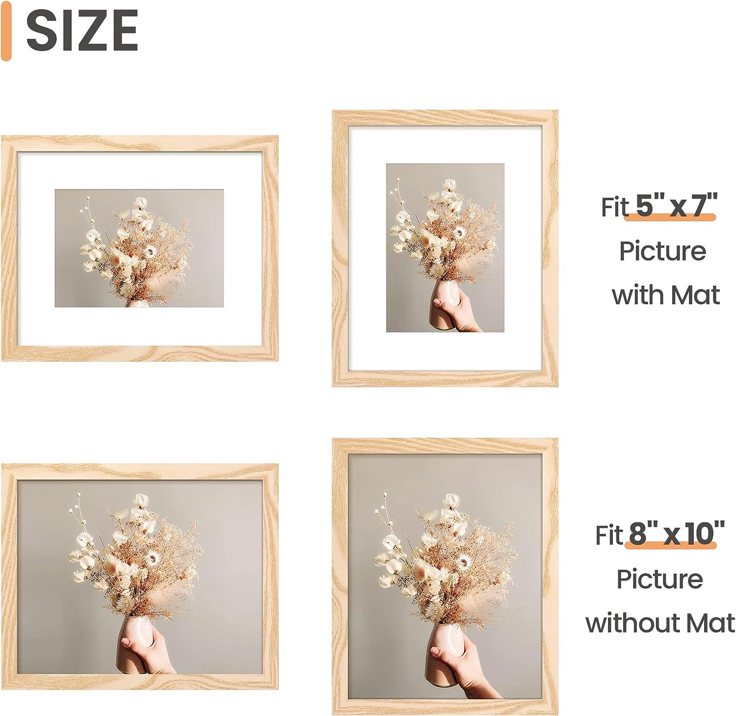 upsimples 8x10 Picture Frame Set of 10,Display Pictures 5x7 with Mat o –  Upsimples Direct