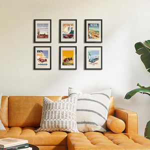 upsimples A4 Picture Frame Set of 5, Display Pictures 6x8 with Mat or 8.3x11.7 Without Mat, Wall Gallery Poster Frames, Black