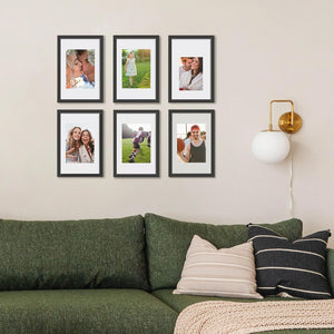 upsimples 8x12 Picture Frame Set of 5,Display Pictures 6x8 with Mat or 8x12 Without Mat,Wall Gallery Photo Frames,Black