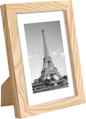 upsimples 4x6 Picture Frame Set of 10, Display Pictures 3.5x5 with Mat or 4x6 Without Mat, Multi Photo Frames Collage for Wall or Tabletop Display, Natural