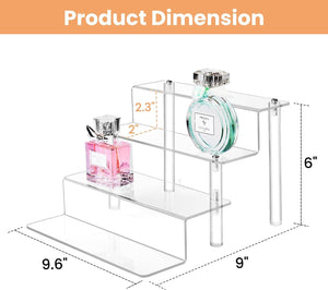 upsimples Acrylic Riser Display Shelf, 4 Tier Perfume Organizer & Decoration, Clear Display Stand for Funko Pop & Collection, Cupcake Holder, Cologne Stand, 9x6 in Makeup Organizer, 2pack