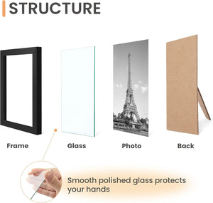 upsimples 5x7 Picture Frame with Real Glass,Bulk Photo Frames for Wall or Tabletop Display,Set of 17,Black