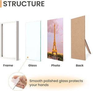 upsimples 8x10 Picture Frame Set of 3, Made of High Definition Glass for 8 x 10 White Frames, Wall and Tabletop Display Thin Border Photo Frame for Home Décor