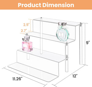 upsimples Acrylic Riser Display Shelf, 4 Tier Perfume Organizer & Decoration, Clear Display Stand for Funko Pop & Collection, Cupcake Holder, Cologne Stand, 12x9 in Makeup Organizer, 1pack