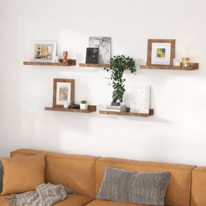 Floating Shelves, Upsimples Home Wood Shelf Wall Mounted, Set of 5, Brown