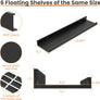 upsimples Floating Shelves for Wall, Wall Shelves for Decor Storage Set of 6, Wall Mounted Wood Shelf for Bedroom, Living Room, Bathroom, Kitchen, 23.6 inch Long Picture Ledge Shelf, Black