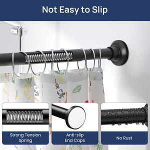 ENJOYBASICS Matte Black Shower Curtain Rod 30 to 88 Inches, 1 Inch Stainless Steel Adjustable Spring Tension Rods No Drill for Bathroom, Closet, Window, Room Divider, Never Rust, Non Slip