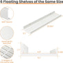 upsimples Floating Shelves for Wall, Wall Shelves for Decor Storage Set of 6, Wall Mounted Wood Shelf for Bedroom, Living Room, Bathroom, Kitchen, 23.6 inch Long Picture Ledge Shelf, White