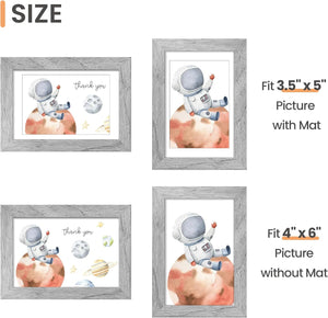 upsimples 4x6 Picture Frame Set of 10, Display Pictures 3.5x5 with Mat or 4x6 Without Mat, Multi Photo Frames Collage for Wall or Tabletop Display, Gray