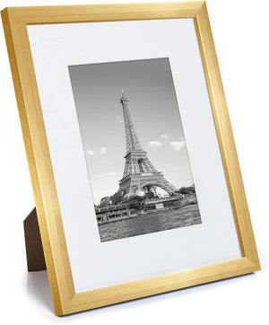 upsimples 8x10 Picture Frame Set of 10,Display Pictures 5x7 with Mat or 8x10 Without Mat,Multi Photo Frames Collage for Wall or Tabletop Display,Gold