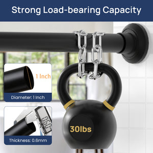 ENJOYBASICS Matte Black Shower Curtain Rod 30 to 76 Inches, 1 Inch Stainless Steel Adjustable Spring Tension Rods No Drill for Bathroom, Closet, Window, Room Divider, Never Rust, Non Slip