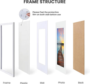 Sindcom 11x17 Picture Frame 3 Pack, Poster Frames with Detachable Mat for 9x15 Prints, Horizontal and Vertical Hanging Hooks for Wall Mounting, White Photo Frame for Gallery Home Décor