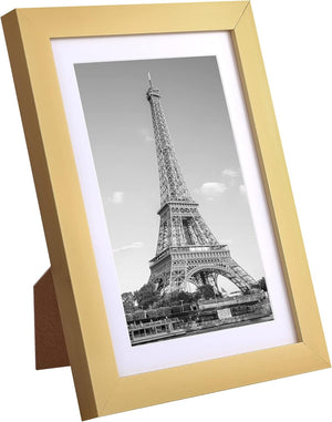 upsimples 5x7 Picture Frame Set of 10,Display Pictures 4x6 with Mat or 5x7 Without Mat,Multi Photo Frames Collage for Wall or Tabletop Display,Gold