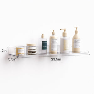 upsimples 2 Pack 23.6x5.5 Inches Acrylic Shelves for Wall Storage, Floating Bookshelves for Kids, Display Shelf Organizer for Bathroom, Bedroom, Living Room, Kitchen, Clear