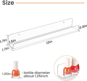 upsimples 6 Pack Clear Acrylic Shelves, 12" Nursery Bookshelves for Wall, Floating Bookshelf for Kids Baby, Vinyl Display, Record Holder, Magazine Rack, Picture Ledge Shelf