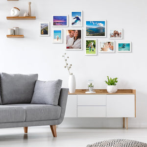 upsimples 10 Pack Picture Frames Collage Wall Decor, Gallery Wall Frame Set for Wall Mounting or Tabletop Display, Multi Sizes Including 8x10, 5x7, 4x6 Family Photo Frames, White
