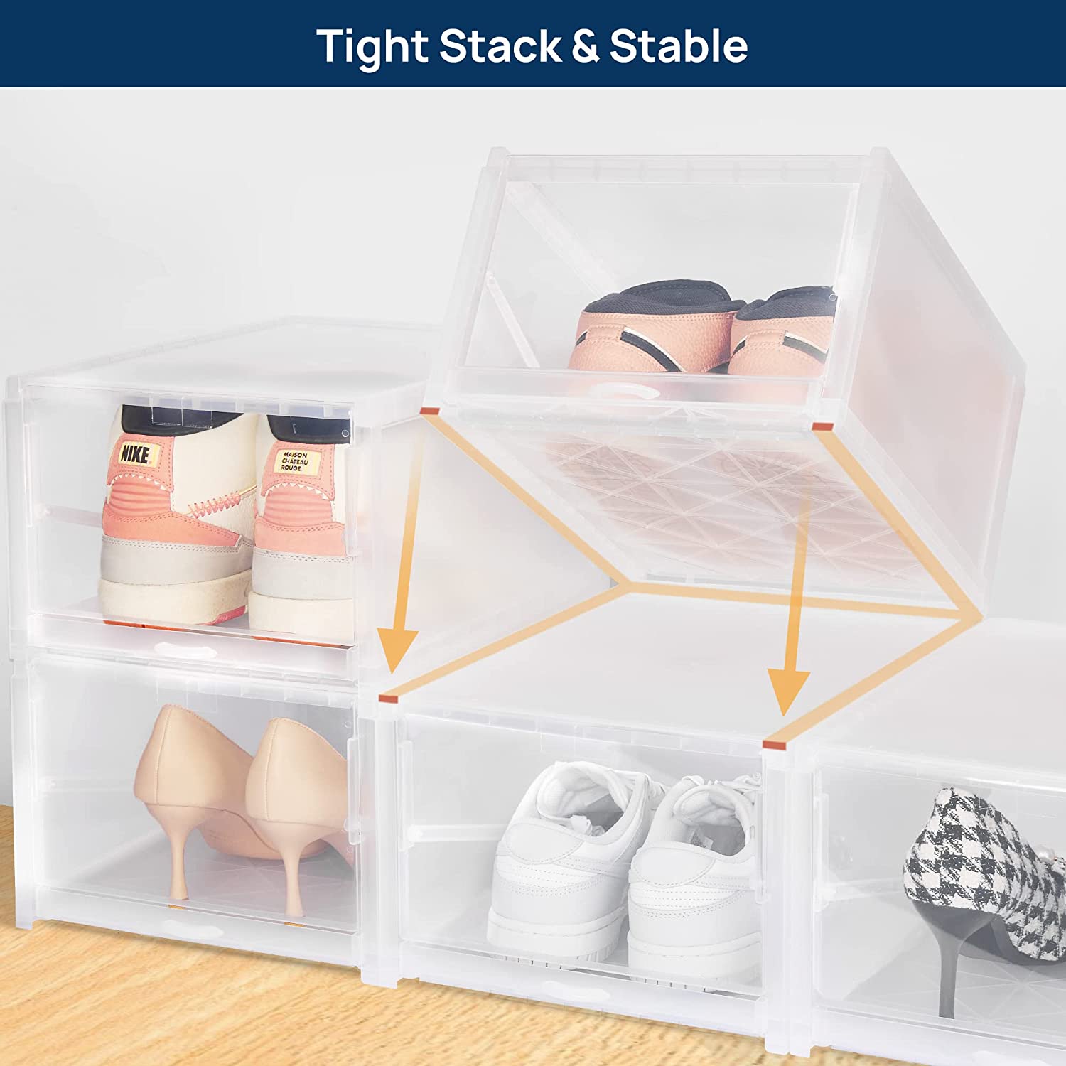 Foldable Space-Saving Closet Shoes Shelf Transparent No