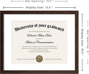 upsimples 11x14 Diploma Frame with Mat for 8.5x11 Certificate Document Frame with High Definition Glass,5 Pack Picture Frames for Wall and Tabletop, Brown