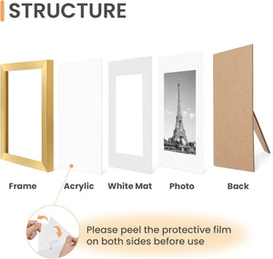 upsimples 8x10 Picture Frame Set of 10,Display Pictures 5x7 with Mat or 8x10 Without Mat,Multi Photo Frames Collage for Wall or Tabletop Display,Gold