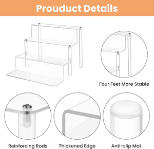 upsimples Acrylic Riser Display Shelf, 4 Tier Perfume Organizer & Decoration, Clear Display Stand for Funko Pop & Collection, Cupcake Holder, Cologne Stand, 12x9 in Makeup Organizer, 2pack