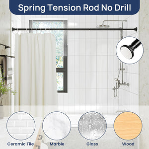 ENJOYBASICS Matte Black Shower Curtain Rod 30 to 88 Inches, 1 Inch Stainless Steel Adjustable Spring Tension Rods No Drill for Bathroom, Closet, Window, Room Divider, Never Rust, Non Slip