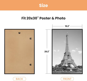 upsimples 20x30 Frame Black 3 Pack, Poster Frames 20 x 30 for Horizontal or Vertical Wall Mounting, Scratch-Proof Wall Gallery Photo Frame