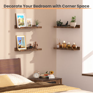 Floating Shelves, Upsimples Home Wood Shelf Wall Mounted, Set of 5, Brown