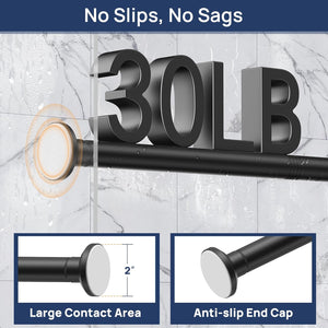 ENJOYBASICS Matte Black Shower Curtain Rod 33 to 60 Inches, 1 Inch Stainless Steel Adjustable Spring Tension Rods No Drill for Bathroom, Closet, Window, Room Divider, Never Rust, Non Slip