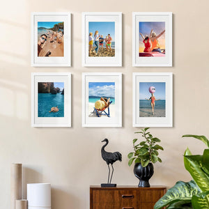 upsimples A3 Picture Frame Set of 3, Made of High Definition Glass for 8.3x11.7 with Mat or 11.7x16.5 Without Mat, Wall Mounting Photo Frames, White