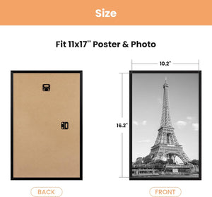 Upsimples 11x17 Picture Frame Black 3 Pack, 11x17 Frame for Horizontal or Vertical Wall Mounting, Scratch-Proof Wall Gallery Poster Frame