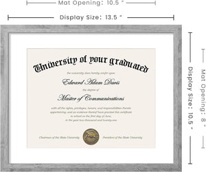 upsimples 11x14 Diploma Frame with Mat for 8.5x11 Certificate Document Frame with High Definition Glass,5 Pack Picture Frames for Wall and Tabletop, Gray